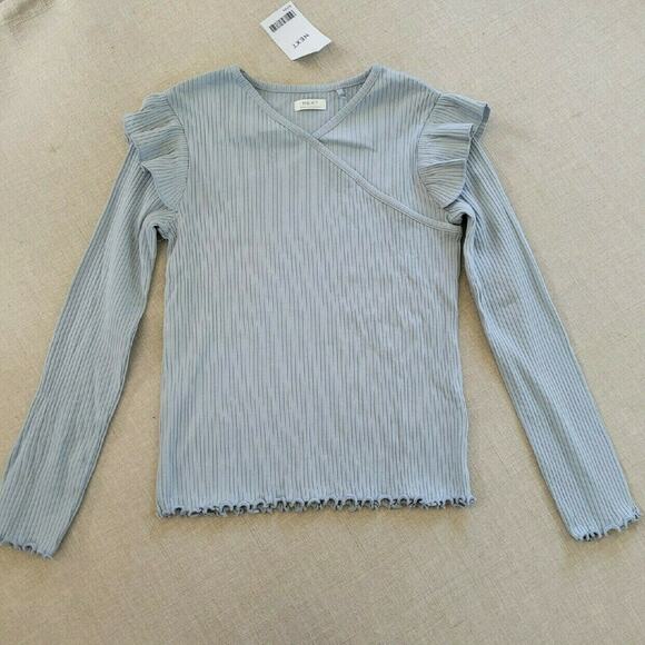 Next Pale Blue Ribbed Wrap Top - Picture 2 of 9